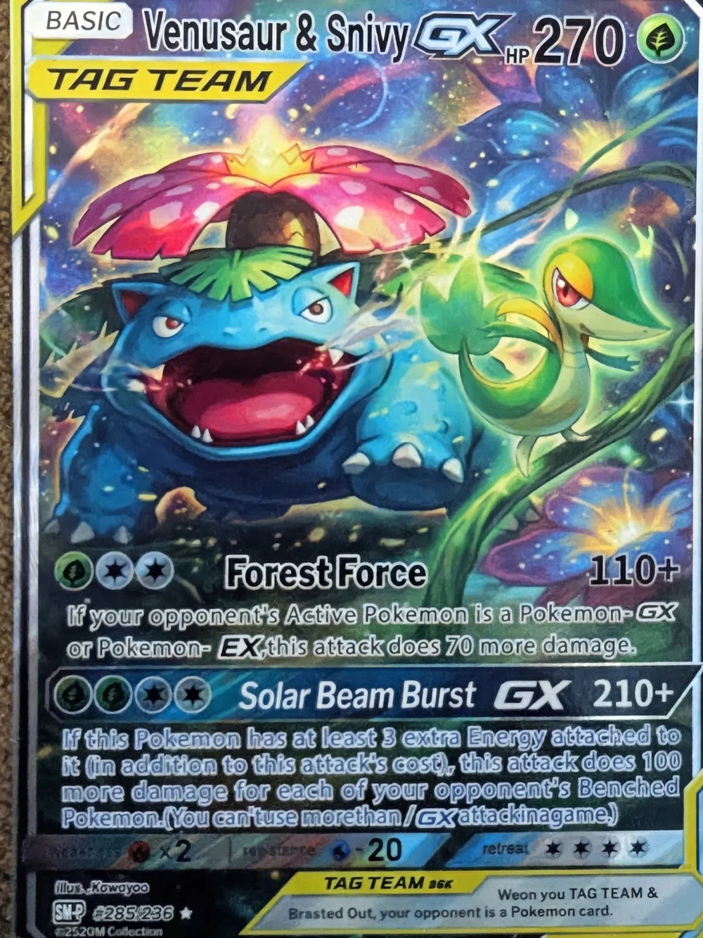Venusaur & Snivy GX Tag Team Card - Green